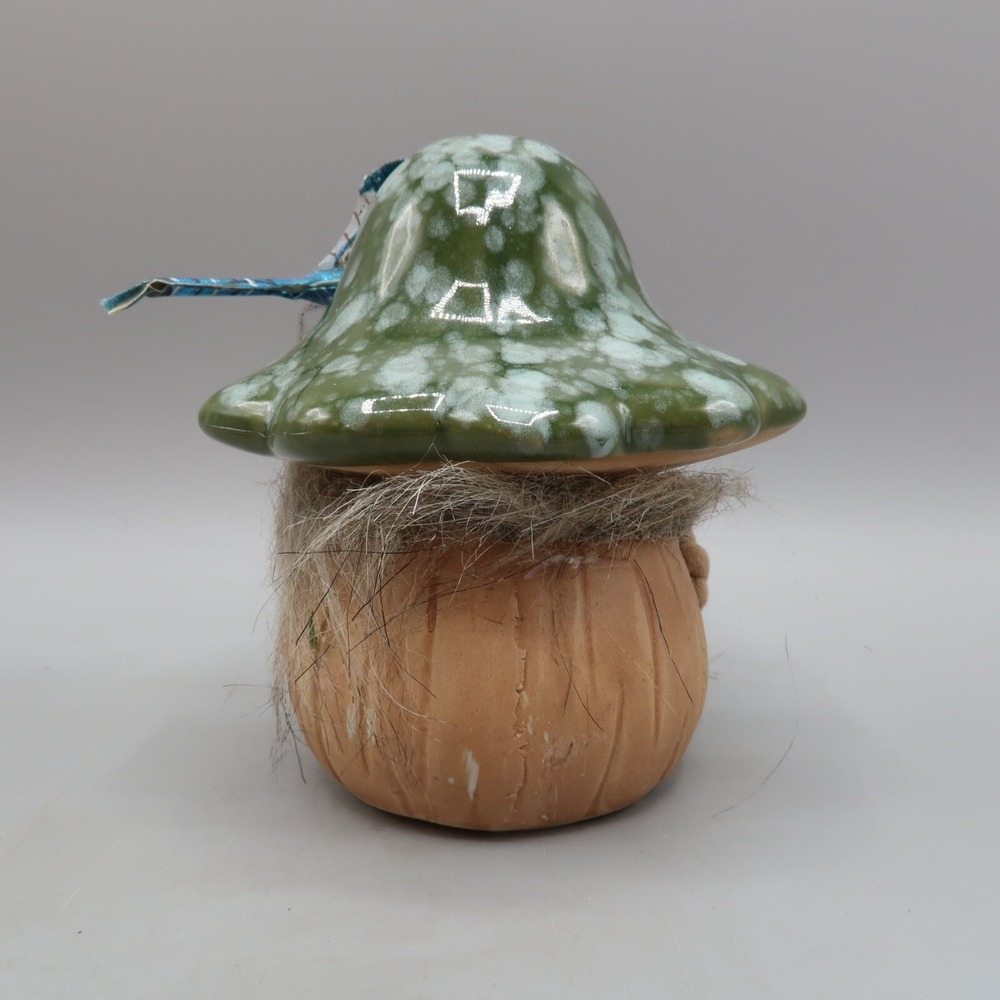 Ceramic Pottery Mushroom Gnomes Beard Statue Decor dragonfly 4 inch - Picture 4 of 7